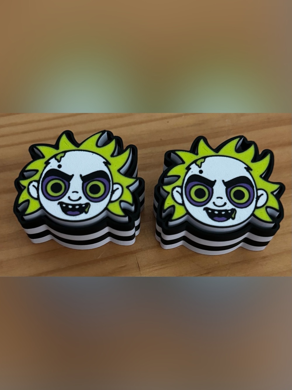 Kids Neon Yellow Cartoon Face Shoe Charms - Set of 2